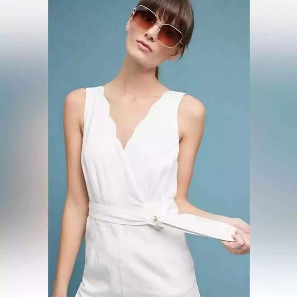 Chino By Anthropologie Women's Jumpsuit White Wide leg Cotton Size 0 - Picture 2 of 13